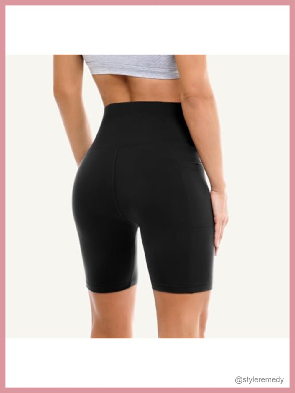 High Waisted Tummy Control Bike Shorts with Pockets for Women Running Gym Yoga - Picture 3 of 5